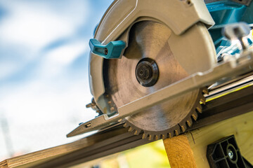 Circular Handheld Wood Saw Close Up