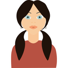 Girl with blue eyes and dark hairs