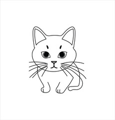 Beautiful vector line art of cute cat.