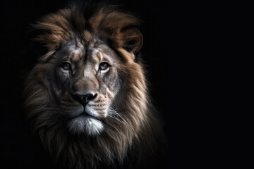 Obraz na płótnie Canvas portrait of a lion, Generative AI