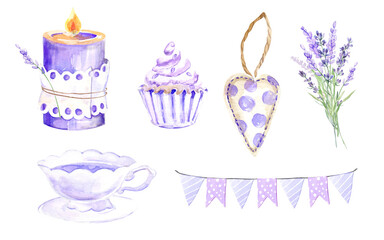 Hand drawn watercolor lavender clipart. Lavender flowers, lavender tincture, lavender oil, lavender beeches. Purple flowers, clipart for planner, sticker pack, scrapbooking, holiday cards.