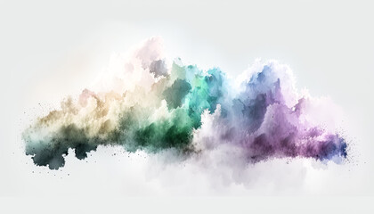 A soft, pastel mist of colors gracefully spread out against a plain white background - generative ai.