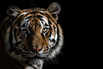 Obraz premium photo of a tiger on black, Generative AI