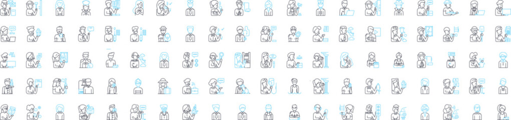 Character vector line icons set. Personality, behaviour, trait, integrity, reputation, disposition, nature illustration outline concept symbols and signs