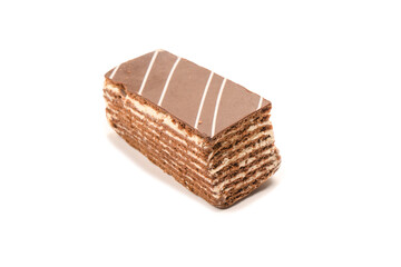 Chocolate cake isolated on a white background.