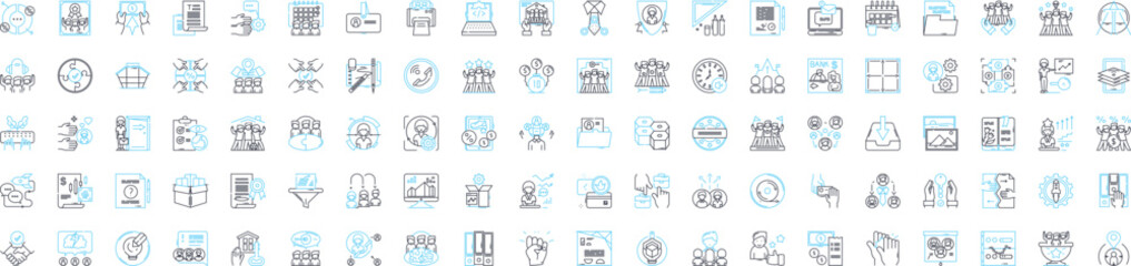 Enterprise vector line icons set. Corporation, Business, Industry, Work, Entity, Management, Commercial illustration outline concept symbols and signs