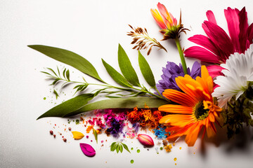 Beautiful Flowers in Full Bloom on White Background