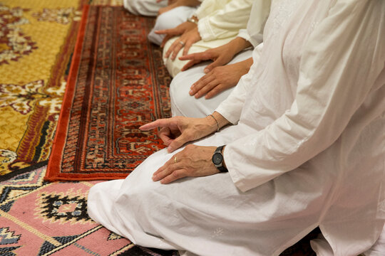 Alawiya sufi muslims praying on Laylat Al-Qadr festival. Drancy, Seine-saint-Denis.