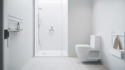 photo of a white minimalist bathroom, Generative AI