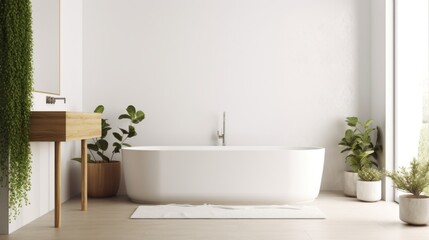 Naklejka na ściany i meble modern bathroom with bathtub, Generative AI