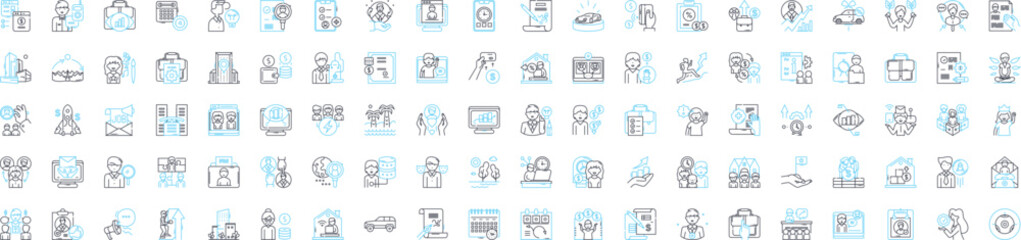 Job vector line icons set. Work, Employment, Profession, Occupation, Task, Employment, Career illustration outline concept symbols and signs