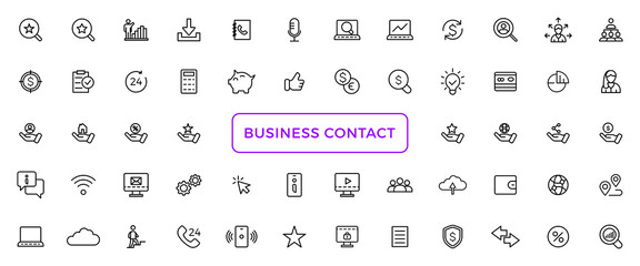 Business and Finance line icons set. Businessman outline icons collection. Money, investment, teamwork, meeting, partnership, meeting, work success