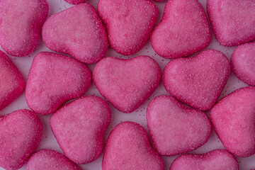 pink sugar hearts, sweet candies for Valentine love theme