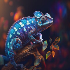 iguana on a tree created with generative ai