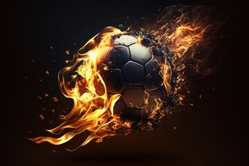 soccer ball in fire created with generative ai