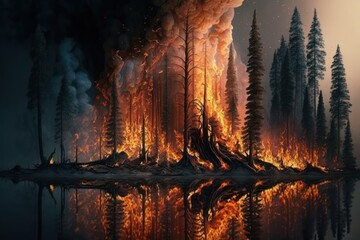 fire in the woods created with generative ai