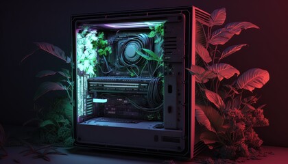 pc build on plant theme created with generative ai