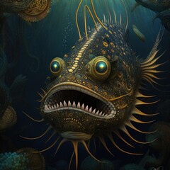 close up of a monster fish. generative ai