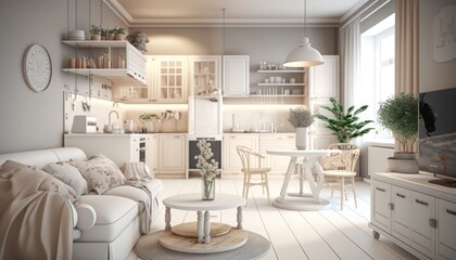 modern white theme living room interior