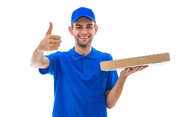 pizza delivery man isolated on white background