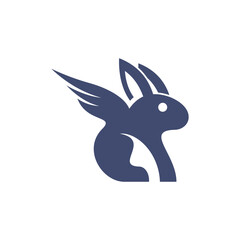 Animal rabbit with wings cute creative logo