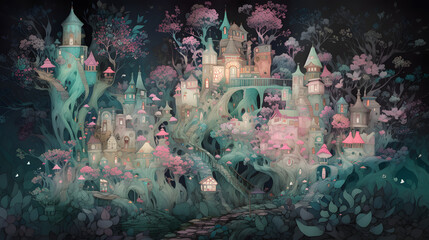 Fototapeta na wymiar Whimsical Royalty: The Enchanted Rococo Castle, AI Generative