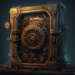 Ancient clock mechanism secret secret abstraction, Generative AI