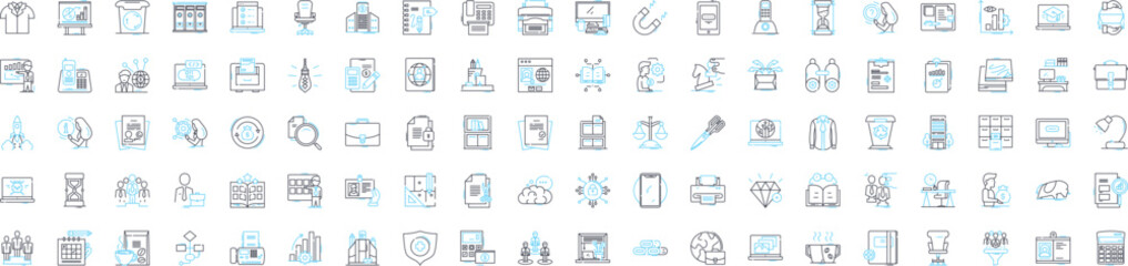 Tech startup vector line icons set. Tech, Startup, Technology, Innovation, Entrepreneur, Venture, Software illustration outline concept symbols and signs