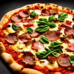True Italian Neapolitan pizza. Delicious pepperoni pizza.