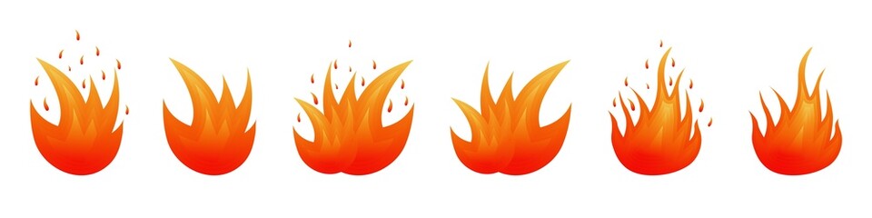 Fire flames icon. Fire. Fire Flame. Fire Set. Vector Illustration Isolated on White Background.