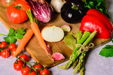 Assortment of vegetables and vegan food