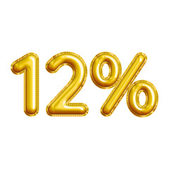 12% or Twelve Percent 3D Gold Balloon. You can use this asset for your content Marketing like as Promotion, Advertisement, Ads,  Banner, Flyer, Discount Card and anymore.
