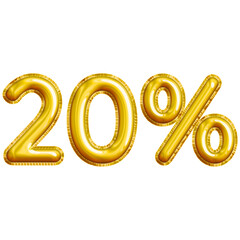 20% or Twenty Percent 3D Gold Balloon. You can use this asset for your content Marketing like as Promotion, Advertisement, Ads,  Banner, Flyer, Discount Card and anymore.