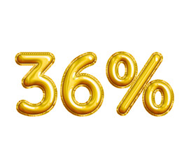 36% or Thirty-six Percent 3D Gold Balloon. You can use this asset for your content Marketing like as Promotion, Advertisement, Ads,  Banner, Flyer, Discount Card and anymore.