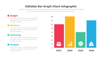 Bar chart infographic presentation template  fully editable