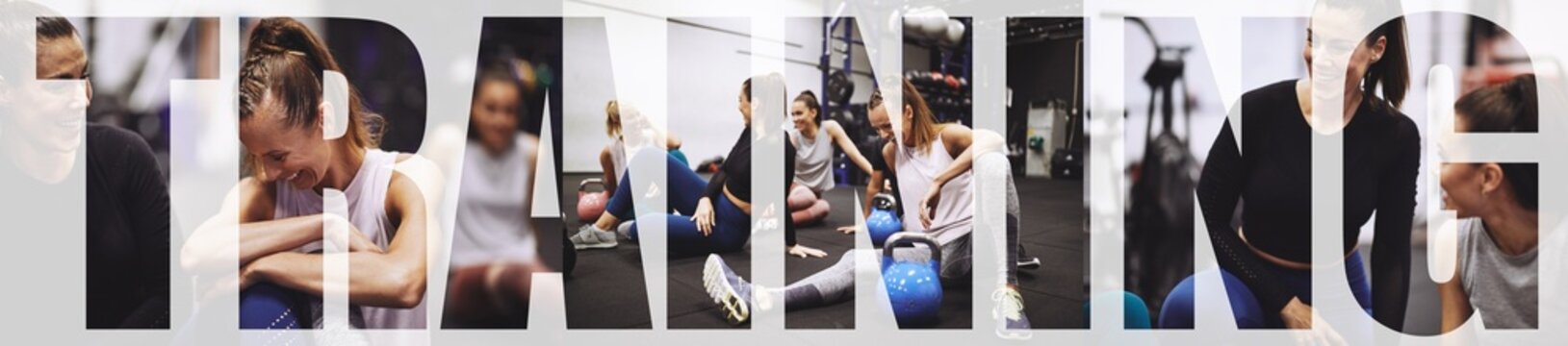 Fit women laughing after a gym workout session