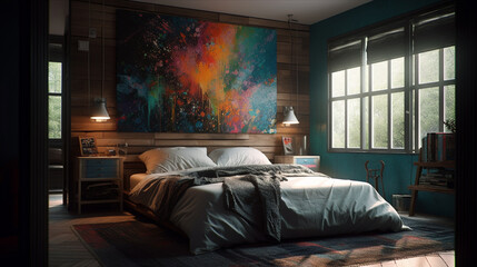 Modern bedroom interior design.generative ai