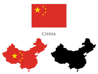 china flag and map illustration vector 