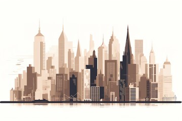 Fototapeta na wymiar Stylish New York City Skyline Illustration
