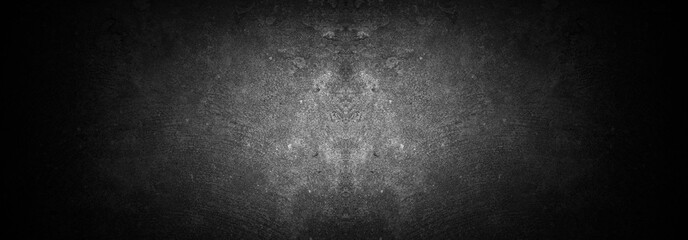 Old wall texture cement dark black gray panorama background abstract grey color design are light with white gradient background.