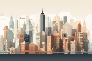Fototapeta na wymiar Minimalistic New York City Skyline Illustration 