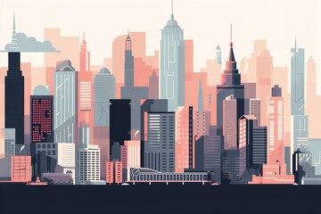 Fototapeta premium Minimalistic New York City Skyline Illustration 