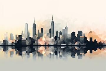 Fototapeta na wymiar Minimalistic New York City Skyline Illustration 