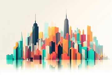 Obraz premium Minimalistic New York City Skyline Illustration 