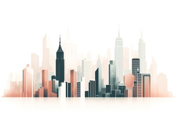 Naklejka premium Minimalistic New York City Skyline Illustration 