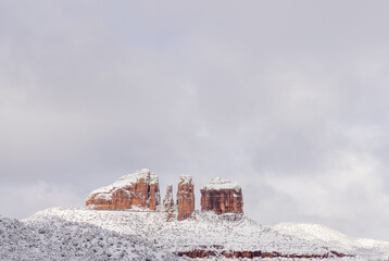 Scenic Snow Covered Landscape in Sedona Arizona in Winter
