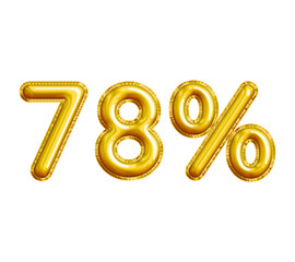 78% or Seventy-eight Percent 3D Gold Balloon. You can use this asset for your content Marketing like as Promotion, Advertisement, Ads,  Banner, Flyer, Discount Card and anymore.