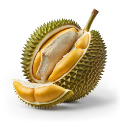 Fototapeta premium ripe durian on white background. generative AI.