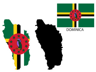 dominica flag and map illustration vector 