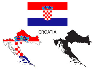 croatia flag and map illustration vector 